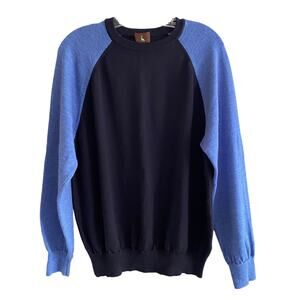 TAILORBYRD Men's Size L Extra Fine Merino Wool Sweater 2-Tone Raglan Sleeves
